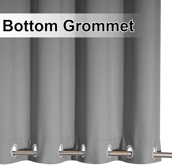 NICETOWN 2 Panels Sliver Grey Blackout Outdoor Curtains for Patio Waterproof 84" Long, Top and Bottom Rustproof Grommet Heavy Weight Windproof Drapes, Keep Privacy for Porch, W52 x L84