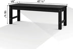 Psilvam Knight Bench Set of 2, Two Person Outdoor Poly Lumber Patio Backless Bench, Weatherproof Garden Bench That Never Rot and Fade, Suit for Church, School, Garden, Porch and Park (Black)