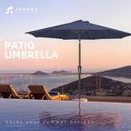 JEAREY 9FT Outdoor Patio Umbrella Outdoor Table Umbrella with Push Button Tilt and Crank, Market Umbrella 8 Sturdy Ribs UV Protection Waterproof for Garden, Deck, Backyard, Pool (Purplish Blue)