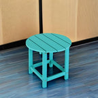 LZRS Round Adirondack Patio Side Table End Table, Outdoor Side Tables for Patio, Backyard,Pool, Indoor Companion, Easy Maintenance & Weather Resistant(Turquoise)