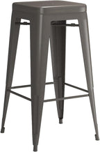 Furmax 30 Inch Metal Bar Stools Set of 4, Counter Height Backless Stools, Industrial Bar Chairs Patio Stool Stackable Backless Stool for Kitchen/Dining Room/Bistro/Patio Indoor Outdoor (Gun)