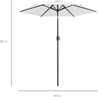 Best Choice Products 7.5ft Heavy-Duty Round Outdoor Market Table Patio Umbrella w/Steel Pole, Push Button Tilt, Easy Crank Lift - White