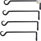 16 inch Plant Hanger, Sturdy Hanging Plant Bracket Outdoor, Hanging Plant Wall Hook Heavy Duty, for Hanging Bird Feeders, Planters, Lanterns, Wind Chimes, Indoor/Outdoor Use, Black, Set of 4