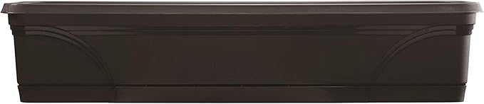 Southern Patio 36 Inch Rectangular Indoor Outdoor Medallion Hanging Windowsill Garden Box Planter, Black (2 Pack)