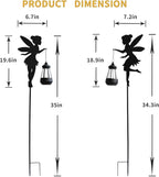 Solar Fairy Garden Stake Decorative Lantern Outdoor Waterproof, 2-Pack Solar Courtyard Lawn Decorative Lights, Outdoor Garden Statue Lights (Multicolour)