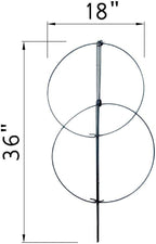 MTB Supply 10 Pack 36" x 18" Peony Double Ring Plant Support,Plant Support Stakes for Tomatoes Peony Lily Rose Plant Support Rings Peony Cages for Outdoor Plants Flowers Vegetables