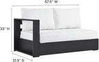 Modway Tahoe Aluminum 3-Piece Outdoor Patio Furniture Gray White, Modular Sectional Sofa Set with Weather-Resistant Cushions, Ideal for Deck, Backyard Poolside