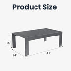 Outdoor Rectangle Patio Aluminum Coffee Tables for Outside, All Weather Patio Slatted Tabletop for Indoor or Outdoor Use