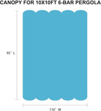 Pergola Shade Cover Replacement Canopy Top Compatible with 10 X 10 ft 6-Bar Pergola Frames - Turquoise Blue (Canopy Size 116" W x 95" L, Canopy Top Only)