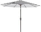 MEWAY 9ft Patio Umbrella Outdoor Table Umbrellas with Push Button Tilt and Crank, Market Umbrella 8 Sturdy Ribs for Deck, Garden, Pool and Backyard, Black-white-striped