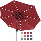 ABCCANOPY Durable Solar Led Patio Umbrellas with 32LED Lights 11FT (Burgundy)