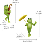 Set of 2 Funny Frog Statues Outdoor Flower Pot Hugger, Resin Hanging Frog Figurines Cute Climbing Animals Sculpture Plant Pot Decorations for Home Garden Patio Lawn Yard Ornaments (Holding Umbrella)