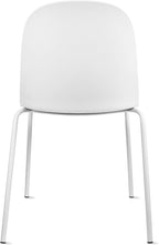 2xhome Modern Stackable Armless Dining Chair, Plastic Shell Seat with Upholstered PU Leather Cushion Padded Seat Metal Legs for Home Kitchen Patio Cafe, White
