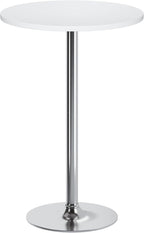 Flamaker Round Bistro Pub Table Modern Style Metal Base MDF Top Cocktail Bar Table Counter Bar Height for Pub, Dining Room, Party (1, White-Silver)