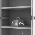 Keter Storage Cabinet with Doors and Shelves for Laundry Room, Garage, Bathroom Accessories, Closet and Home Organization, White & Grey