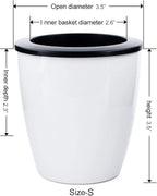 2 Pcs 3.5“ Self Watering Planter White Flower Pot, Flowers Plants, Small Mini Planter Pot, for All Plants, Herbs, African Violets, Succulents