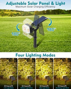102 LEDs Solar Spot Lights Outdoor Waterproof IP65, [ 4 Modes/8 Pack] Solar Spotlights, Adjustable Light & Panel Landscape Flood Powered Lights for Yard Garden Pathway Wall Tree(Warm White)
