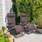 Homall Zero Gravity Patio Folding Lawn Chairs Outdoor Gravity Camp Reclining Lounge Chair with Pillows for Poolside Backyard and Beach Set of 2 (Brown)