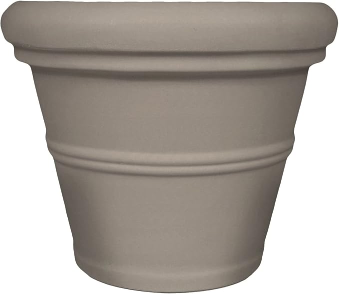 Tusco Products Rolled Rim Garden Planter, 20-Inch, Safari