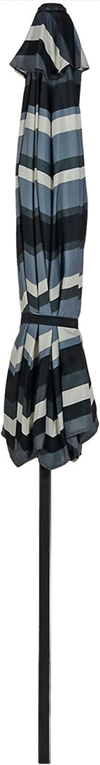 Sunnydaze Outdoor Patio Umbrella - Polyester Table Market Umbrella with Push-Button Tilt and Crank - 8 Sturdy Ribs - Catalina Beach Stripe - 9ft