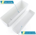 Skelang 3 Pcs Rectangular Plant Pot, 12" Flower Planter Box, Windowsill Container for Succulent, Herb, Vegetable (White)