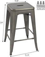 Devoko Metal Bar Stools 24" Indoor Outdoor Stackable Barstools Modern Style Industrial Vintage Counter Bar Stools Set of 4 (24 inch, Gun)
