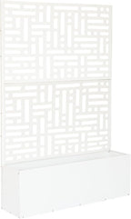 Oakland Living 6 ft. X 4 ft. White Freestanding Metal Privacy Screen Room Divider with Flower Box