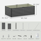 COMHOMA Galvanized Raised Garden Bed,Large Metal Planter Box for Outdoor Vegetables,Corrugated Steel Herbed Plants Container,Extra Deep Gardeners Kits with Open Bottom (2, 6x3x2FT)