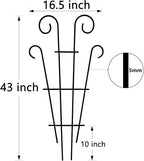 4 Pack 43'' Indoor Plant Trellis for Potted Plants Climbing, Outdoor Metal Garden Trellis Houseplants Flowers Vine Ivy, Wave Shape, Black