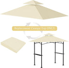 Grill Gazebo Replacement Top, 5 * 8 Outdoor BBQ Top Cover, Double Layer BBQ Gazebo Top Canopy for Model #L-GG001PST-F(Beige)