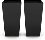 VEVOR 30 inch Tall Planters for Outdoor Plants Set of 2, Black Tall Planter for Indoor Plants, Modern Large Planters for Front Porch Patio Balcony, Plant Container Flower Pots with Built-in Drainage