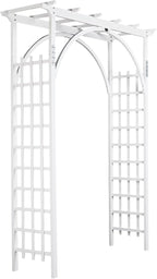 VINGLI 85in Wooden Arbor, Wedding Arch for Ceremony, Wood Trellis for Plant Climbing, Christmas Decor Pergola for Garden Backyard, Lawn (White)