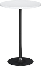 Flamaker Round Bistro Pub Table Modern Style Metal Base MDF Top Cocktail Bar Table Counter Bar Height for Pub, Dining Room, Party (1, White-Black)
