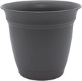 The HC Companies Eclipse Round Planter with Saucer - Outdoor & Indoor Plant Pot with Drainage Holes - Lightweight, UV-Resistant Plastic Pots for Plants, Flowers & Herbs (6" Warm Gray, Pack of 1)