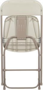 Flash Furniture Hercules Series Plastic Folding Chairs for Parties and Weddings, Stackable Commercial Event Seats, Set of 10, Beige