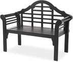 Plow & Hearth Weatherproof Lutyens Eucalyptus Wood Garden Bench | Foldable Patio Bench | Outdoor Furniture Seating for Porch Park Deck | Black