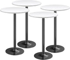 Furmax Bistro Pub Table Round Bar Height Cocktail Table for Home Bar, Small Round Bar Tables for Party, Dining Room, Living Room and Wedding, Metal Base MDF Top Obsidian, 40.6 Inch Height (4, White-1)