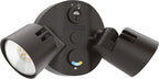 Lithonia Lighting HomeGuard 2-Light LED Outdoor Flood Lights, Outdoor LED Lights, Dusk to Dawn Sensor, Adjustable Lumens, Selectable Color, Round Heads, Dark Bronze (HGX LED 2RH ALO SWW2 120 PE DDB)