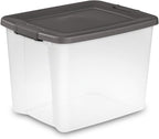 Sterilite 6-Pack ShelfTote, Clear Plastic Storage Bins with Lids, 50 Quart, Gray - Stackable Organizing Container Boxes for Closet, Bathroom, and Office