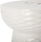 Safavieh Castle Gardens Collection Daphne White Glazed Ceramic Garden Stool