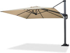 PURPLE LEAF 8' X 8' Patio Umbrella with Steel Plate Base for Pool 7' High Offset Outdoor Cantilever Umbrella Swimming Pool Umbrella with 360°Rotation for Poolside Beige
