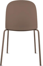 2xhome Set of 4 Modern Stackable Armless Dining Chairs | Plastic Shell Seat with Metal Legs | Indoor or Outdoor Use | Home Kitchen Patio, Brown