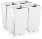 Hushee Set of 4 Tall Outdoor Planters 21 Inch Tall Tapered Square Planter with Drainage Hole Large Flower Tree Plant Pot Resin Flower Pots for Front Porch Door Garden Patio Indoor
