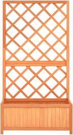 vidaXL Planter, Flower Box, Trellis Raised Bed, Outdoor Planter for Patio Backyard Garden Balcony Porch Vegetables Herbs, Solid Firwood