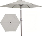 JEAREY 7.5FT Patio Umbrella Market Table Umbrella with 6 Sturdy Ribs, Push Button Tilt/Crank Outdoor Umbrella for Garden, Deck, Backyard, Pool and Beach,Light Grey