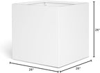 White Steel Planter Square Outdoor Planters Galvanized Steel Planter Box 26 Inch Indoor Metal Large Planters Cube Heavy Duty Flower Pot Modern Commercial Residential for Trees Patio Yard Garden