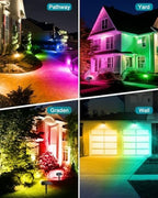 Solar Spot Lights Outdoor Waterproof IP65,[49 LEDs/8 Pack] RGB Halloween 7 Modes Christmas Color Changing Solar Spotlights, Adjustable Multicolor Landscape Flood Lights for Yard Garden Pathway