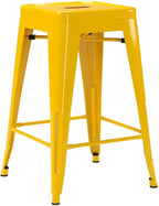 Devoko Metal Bar Stools 24" Indoor Outdoor Stackable Barstools Modern Style Industrial Vintage Counter Bar Stools Set of 4 (24 inch, Yellow)