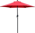 Sunnyglade 7.5' Patio Umbrella Outdoor Table Market Umbrella with Push Button Tilt/Crank, 6 Ribs (Red)