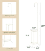 2-Tier Hanging Plant Stand Indoor and Outdoor , Space-Saving Iron Planter Shelves, Multiple Flower Pot Display Holder Shelf with Hanging Hook, Corner Plant Stands (White)